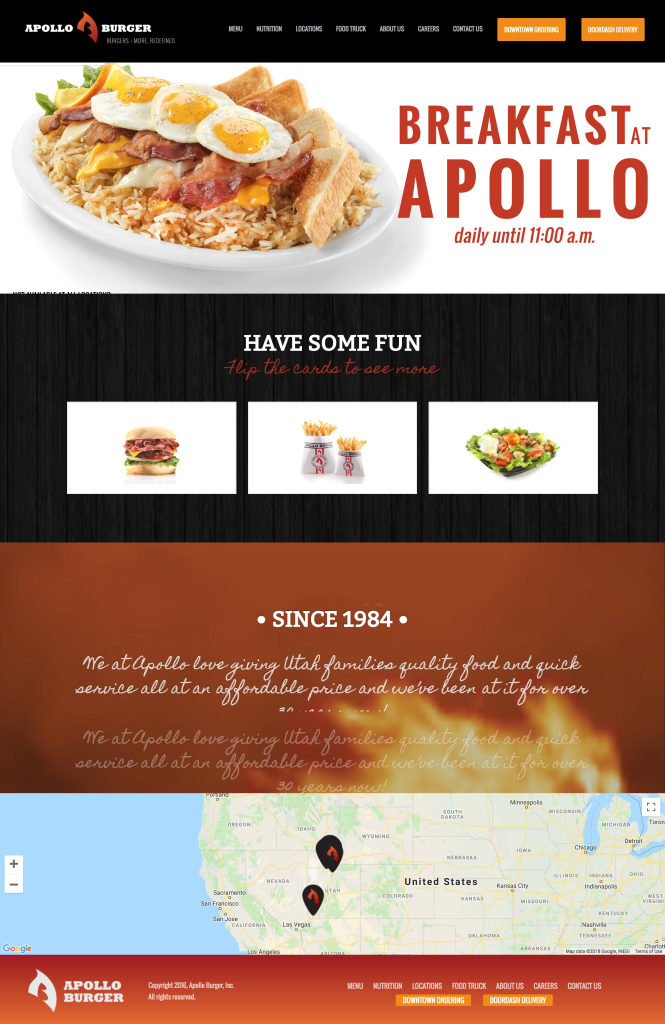 Apollo Burgers Website - Homepage