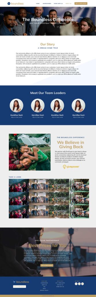 Boundless Website - About Us Page