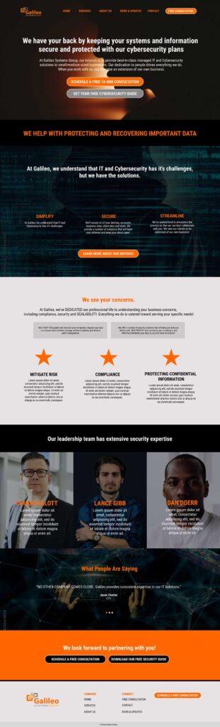 Galileo Security Group Website - Homepage