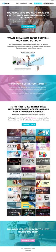MyCore Website - Library Page