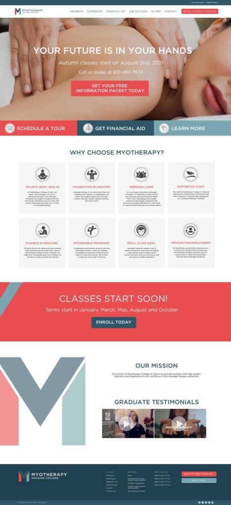 Myotherapy Massage College Website - Homepage