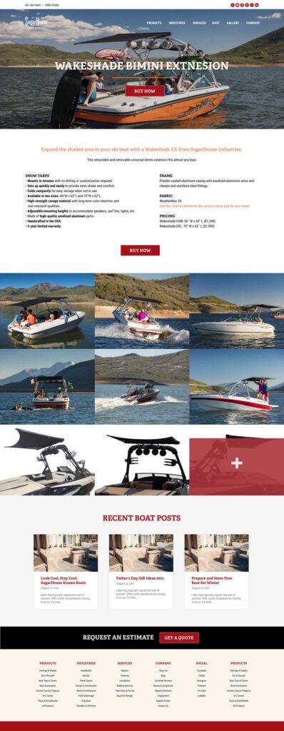 Sugarhouse Industries Website - Product Page