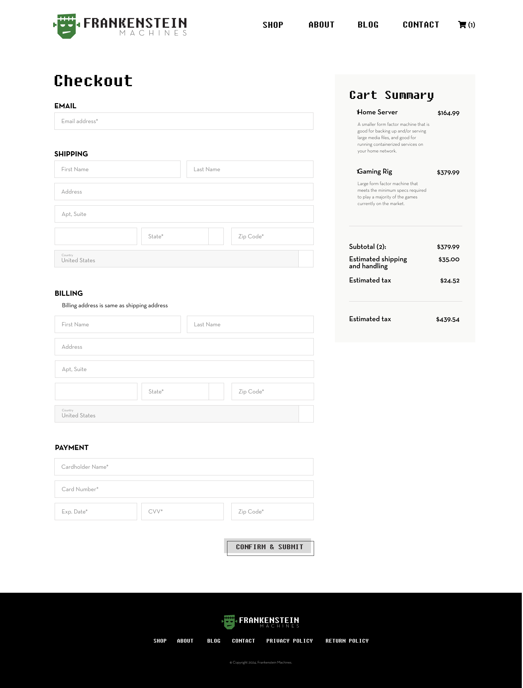 Frankenstein Checkout UI